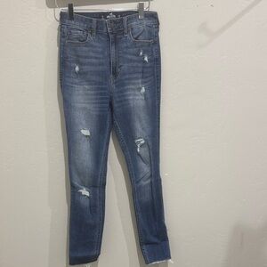 SOLDHollister Dark Blue Distressed Skinny Jeans